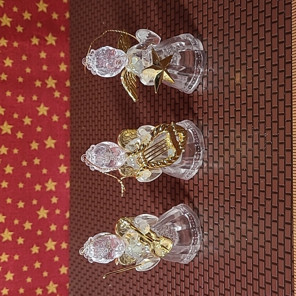 Source Unknown Holiday 3 Vintage Clear Resin Gold Angel Christmas